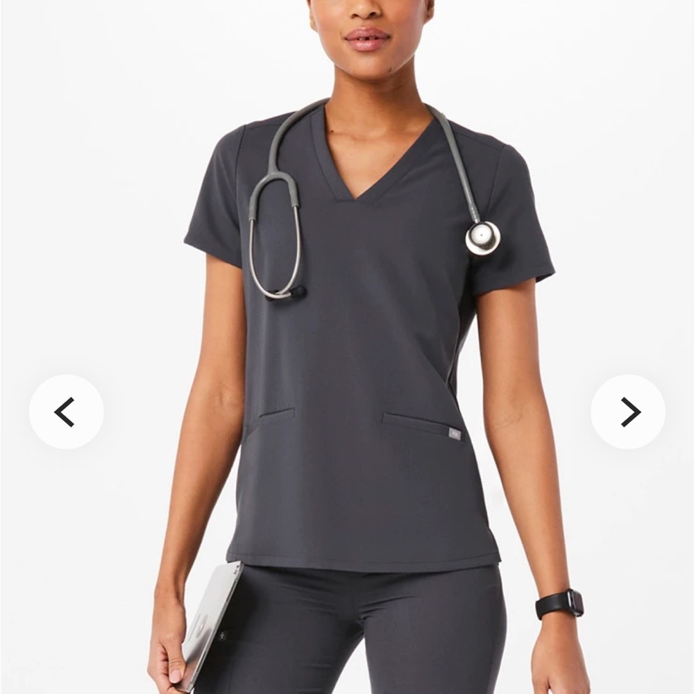 Women's Gray V-Neck Scrub Top